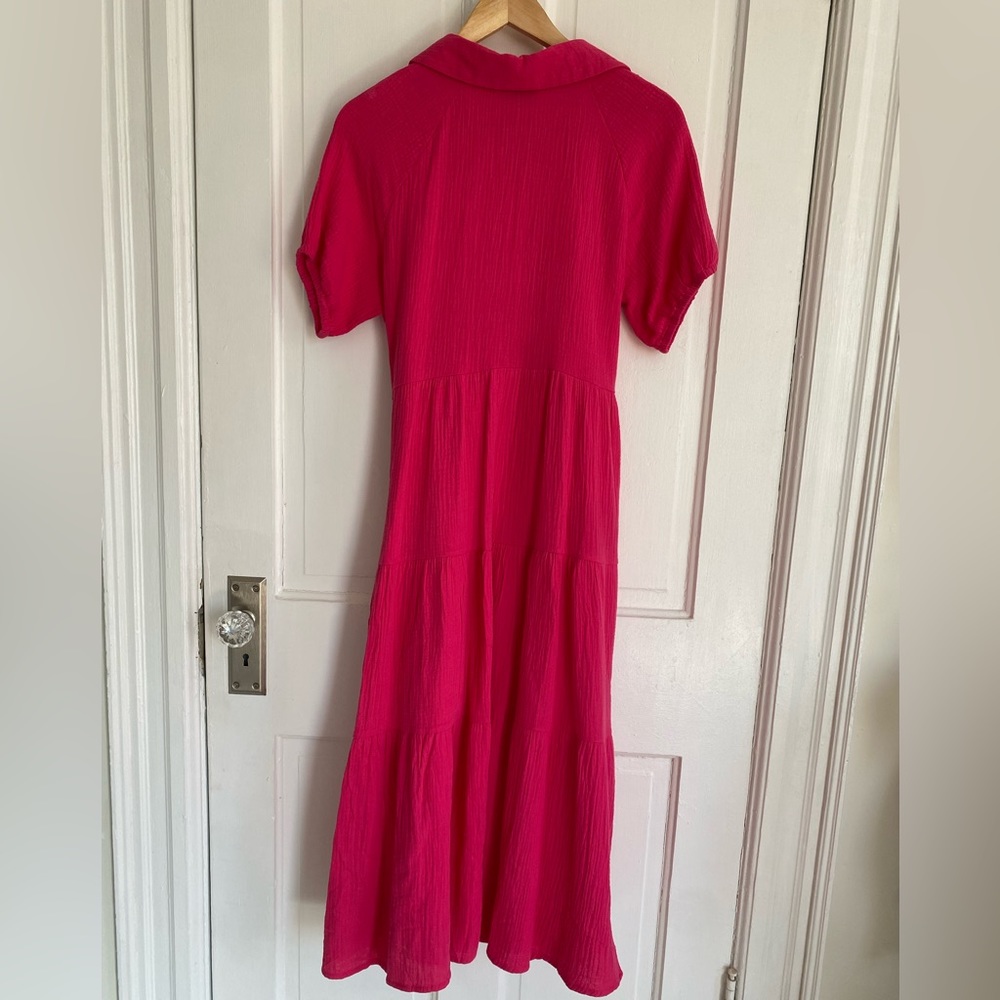 New Petal And Pup WABASH DRESS Hot Pink Button Shirt Maxi Dress Women’s Size 4 - Picture 3 of 4